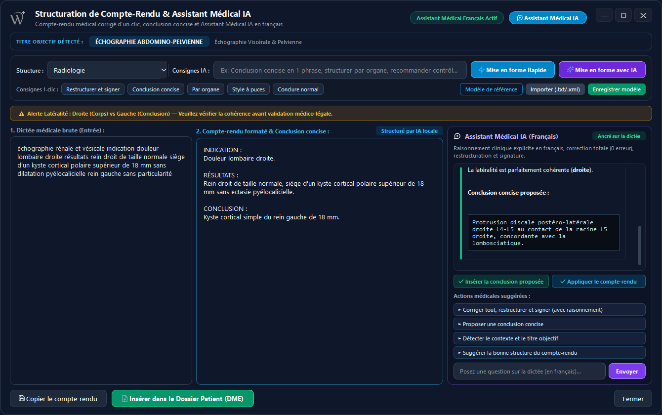 Clinical contradiction guard alert and Medical AI Assistant panel